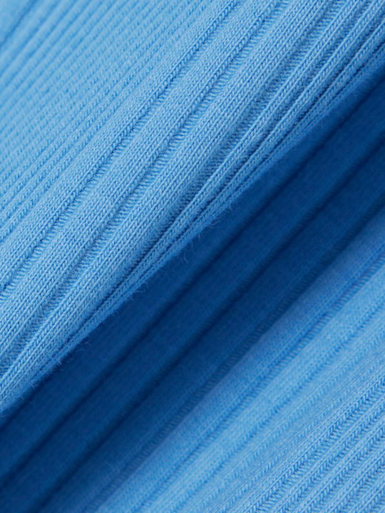 Sommer Midi Damenkleid Gestrickt Hellblau