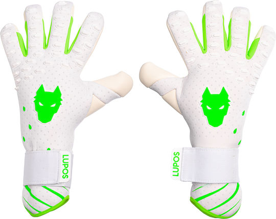 Lupos Phantom Pro Goalkeeper Gloves — German Latex Contact — Negative Cut —white/green