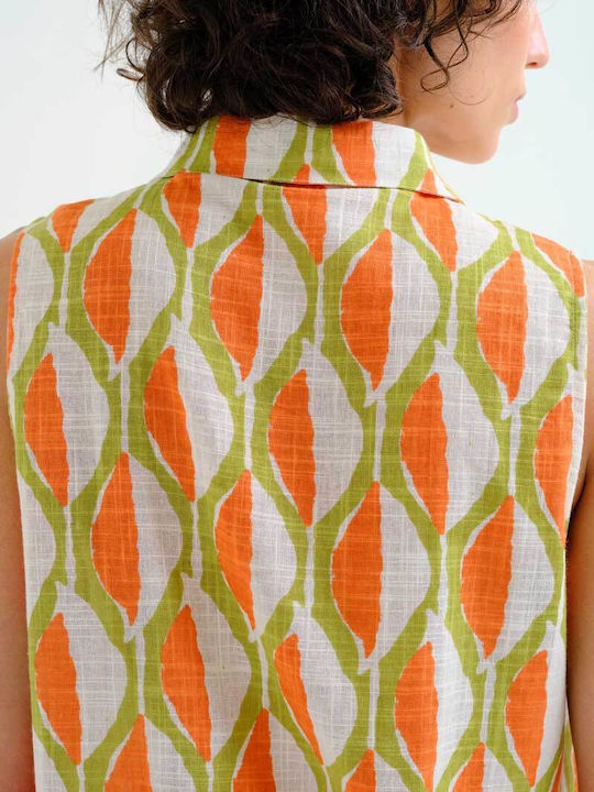 Sleeveless Women's Shirt Ecru