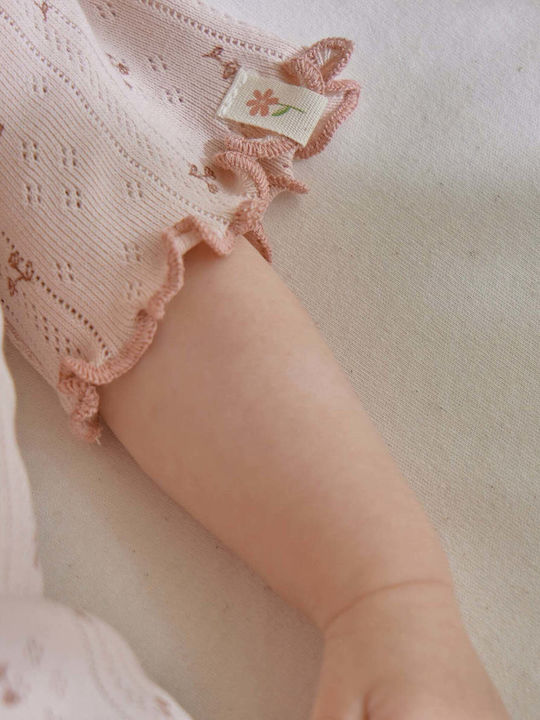 Kids Short-Sleeved Pink Blouse Flowers