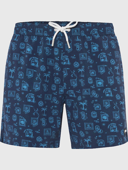 Men's Swimwear Shorts Navy Blue With Patterns
