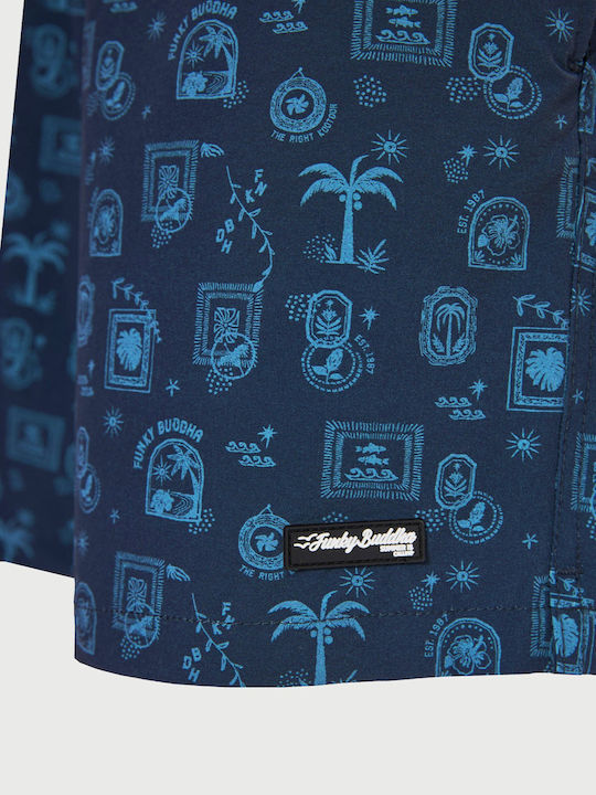 Men's Swimwear Shorts Navy Blue With Patterns