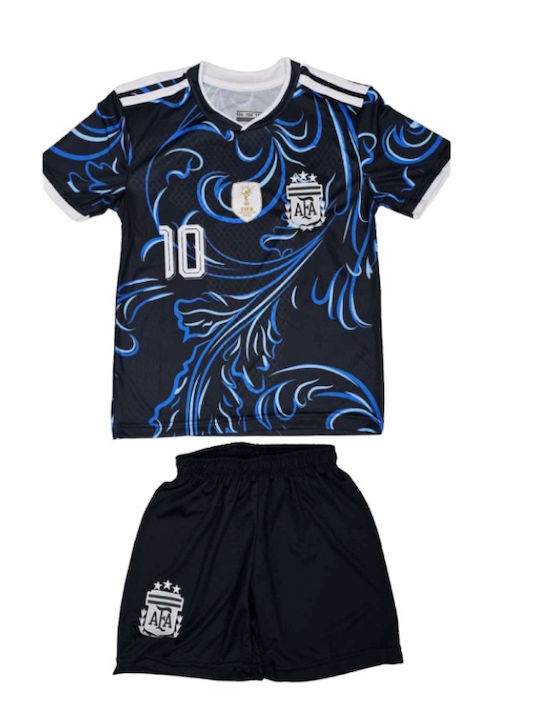 Set Fotbal Copii Messi Naționala Argentinei Mundial 2026 Negru Albastru Balón De Oro Black Blue Unisex Copii Ab7775