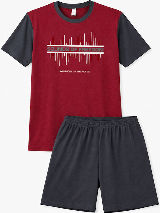 Lion Summer Men's Cotton Burgundy Pyjamas
