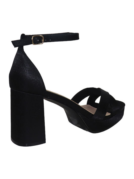 Sandale Elegante Damă Din Material Negru