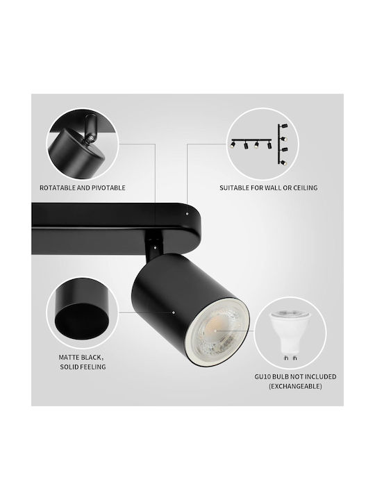 Alista Home Spot Cu 4 Lumini Și Bază De Bec GU10 În Culoare Neagră