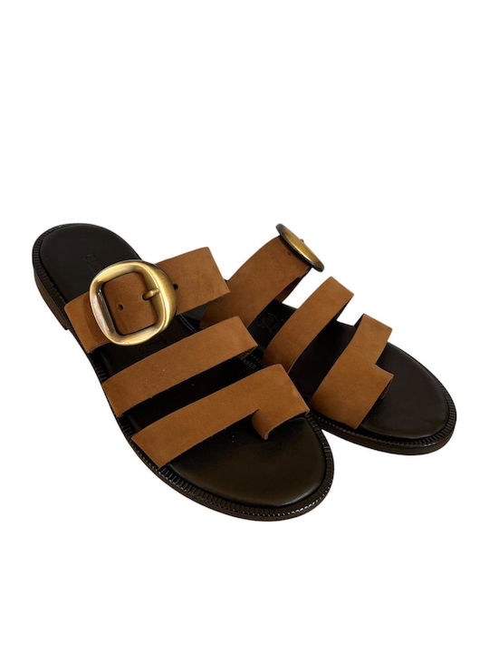 Leather Women's Flat Sandals Black