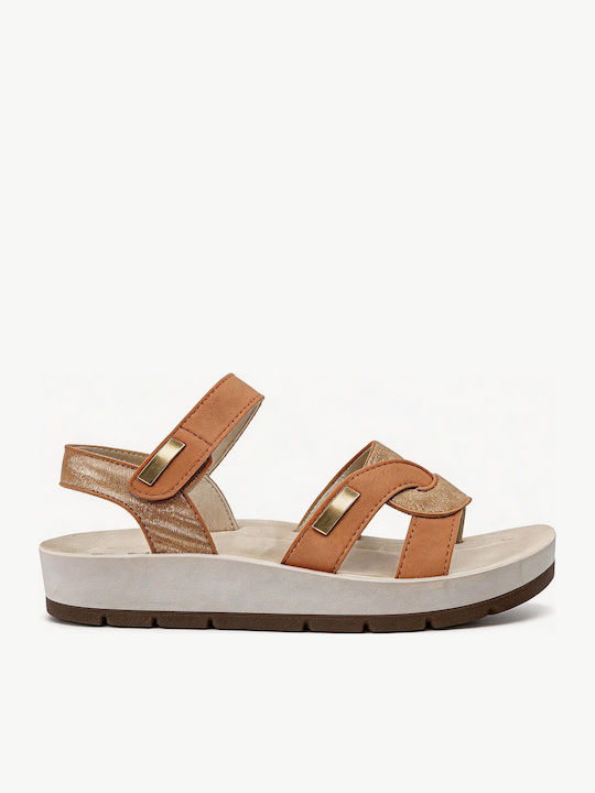 Leather Women's Flat Sandals Brown