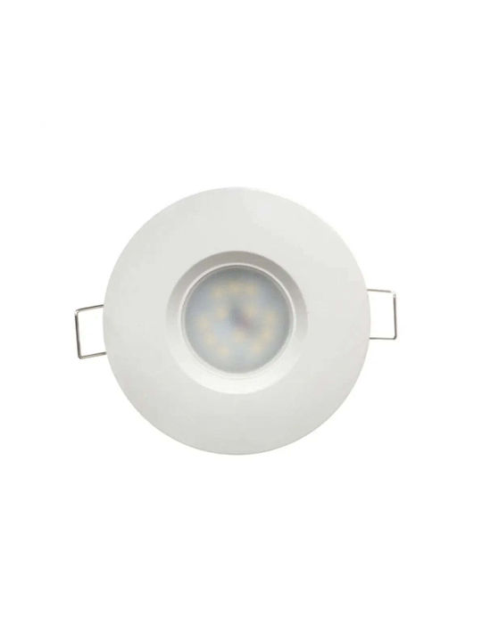 Ultralux Кръгло Скрито Светлинно Тяло с Вграден LED и Топла Бяла Светлина Бяло