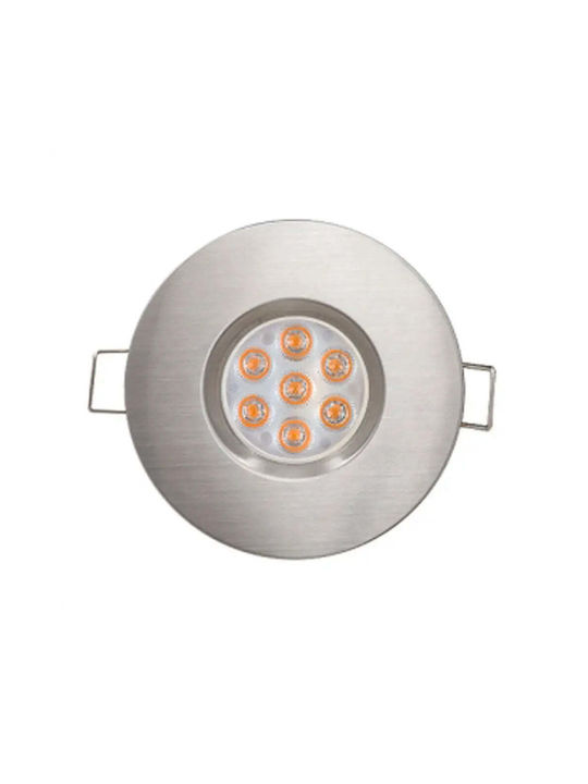 Ultralux Кръгло Скрито Светлинно Тяло с Вграден LED и Неутрално Бяло Светлина Сребристо