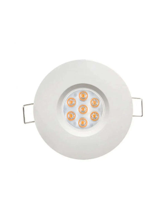 Ultralux Кръгло Скрито Светлинно Тяло с Вграден LED и Топла Бяла Светлина Бяло