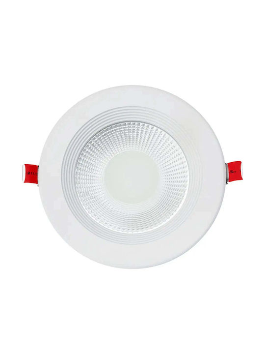 Horoz Electric Кръгло Скрито Светлинно Тяло с Вграден LED и Студено Бяла Светлина Бяло