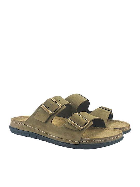 Leder Herrensandalen in Grün Farbe