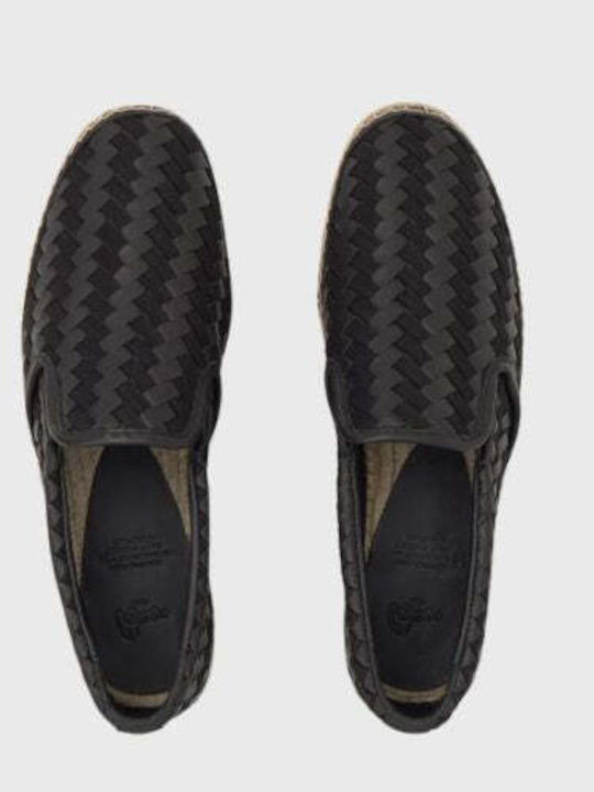 Leather Men's Espadrilles in Black Colour