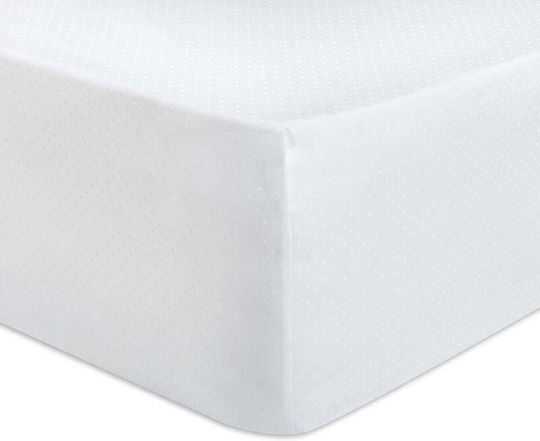 Cannon Imperial Πουά Σεντόνι King Size με Λάστιχο 180x200+40εκ. White
