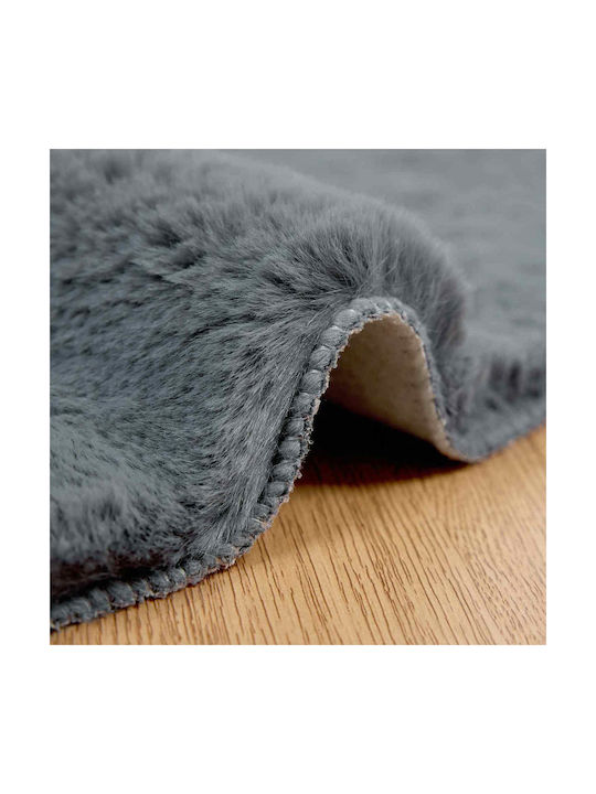 vidaXL Teppich Rund Synthetisch,Polyester/Cotton/Leather Charcoal