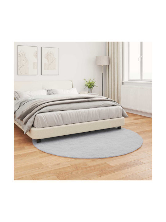 vidaXL Teppich Rund Synthetisch,Polyester/Cotton/Leather Gray