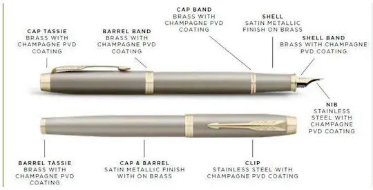 Parker IM Sandstone CHT Fountain Pen Medium Bronze Made of Brass