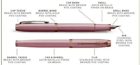 Parker IM Rosy Mauve BRT Fountain Pen Medium Purple Made of Brass