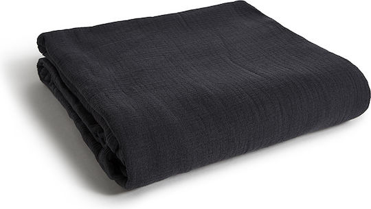 Aigaion Muslin Blanket Half Double 180x240cm Black