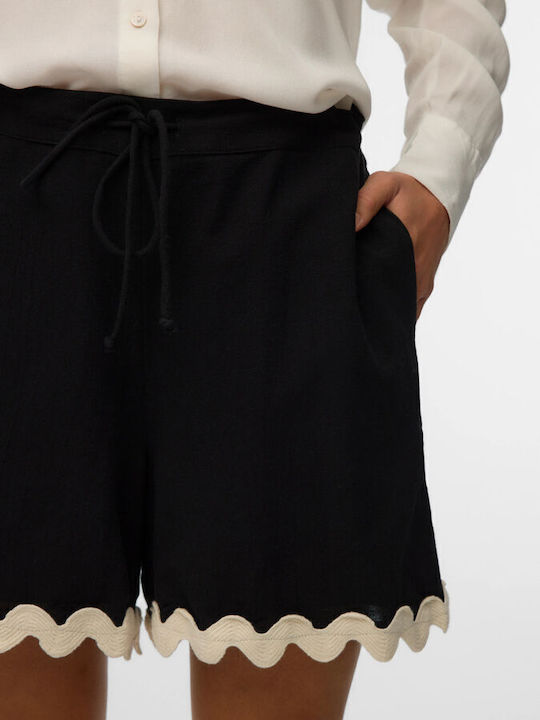 Damen Leinen Shorts Schwarz Birch