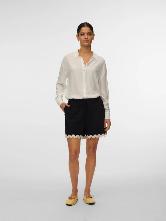 Damen Leinen Shorts Schwarz Birch