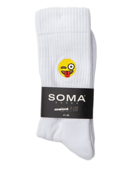 Soma Herren Socken mit Mustern Weiß