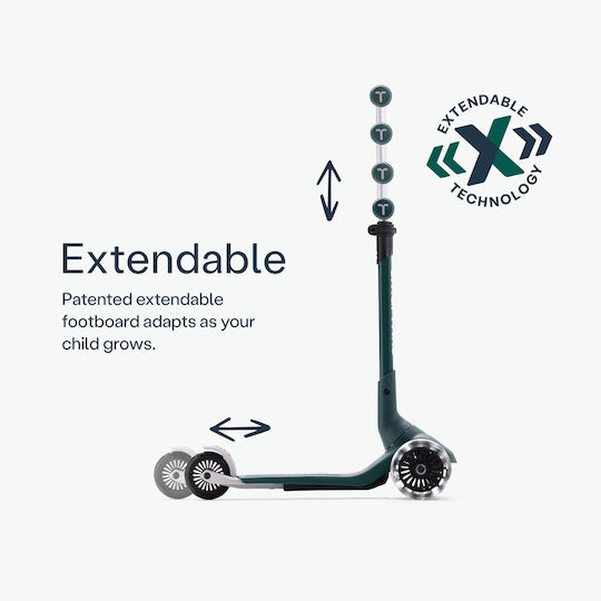 SmarTrike Παιδικό Πατίνι Αναδιπλούμενο Xtend LED Mini+ Τρίτροχο με Κάθισμα για 2+ Ετών Πράσινο 2501309