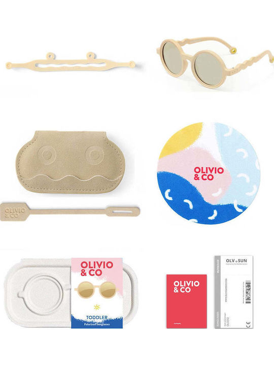 Olivio & Co Classic Στρογγυλά Παιδικά Γυαλιά Ηλίου με Polarized Φακό Μπεζ