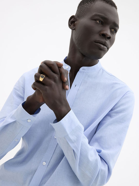 Long Sleeve Linen Shirt Light Blue