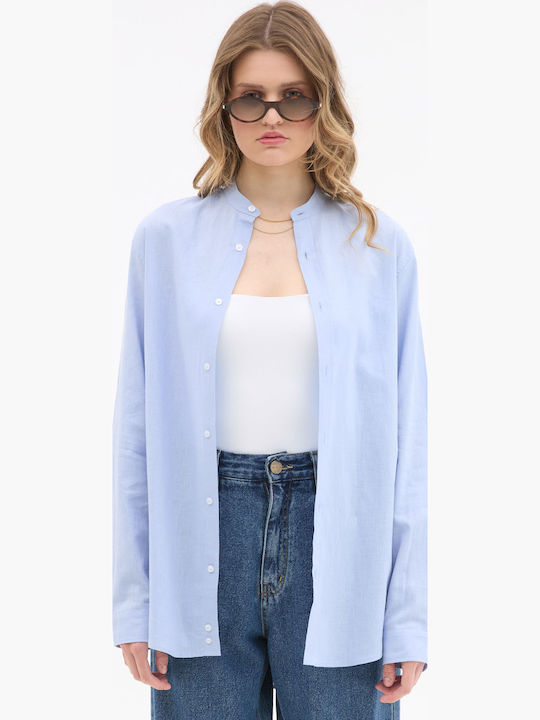 Long Sleeve Linen Shirt Light Blue
