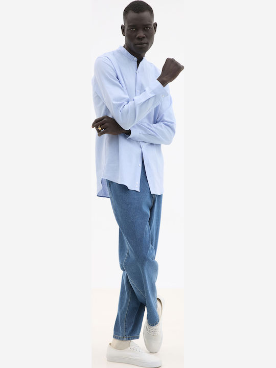 Long Sleeve Linen Shirt Light Blue
