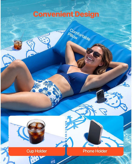 Vevor Aufblasbare Pool-Matratze Für 2 Personen Hellblaue 209x140cm