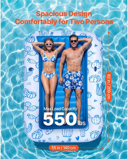 Vevor Aufblasbare Pool-Matratze Für 2 Personen Hellblaue 209x140cm