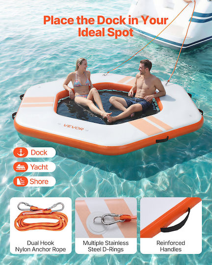 Vevor Saltea Gonflabilă Pentru Plajă Cu Mânere Portocalie 260x260cm