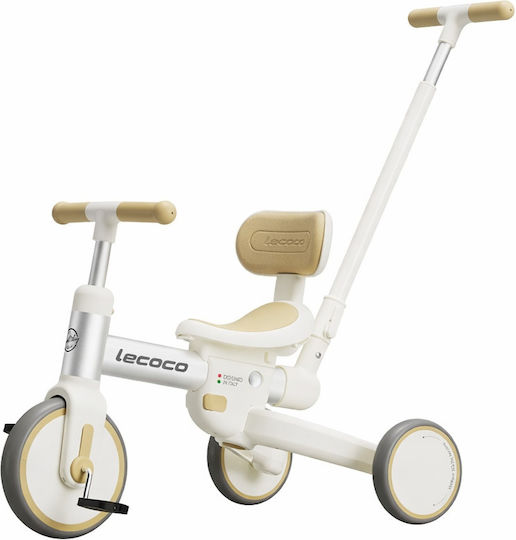 Lecoco Convertible Tricycle with Parental Handle for 5+ Years Brown