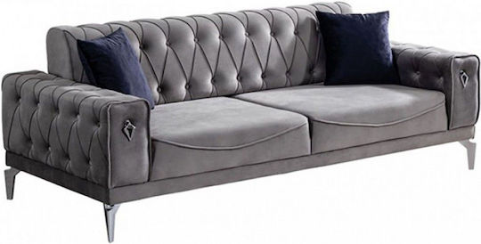 Stewehome Living Room Furniture Set Eda 3+3+1 Quilted Sofas Dark Blue Grey 220x90x80 Cm