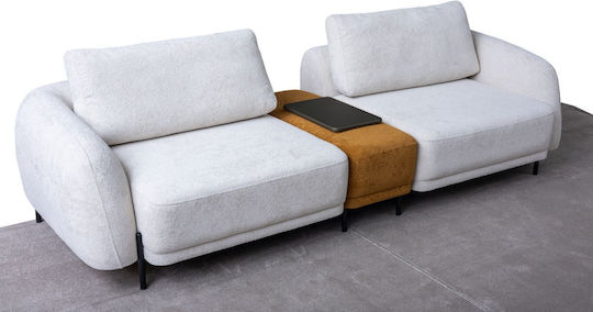 SteweHome Wohnzimmermöbel-Set Poodle Modular 3+3+1 Eingebauter Couchtisch Senfgelb Creme 240x105x82 cm