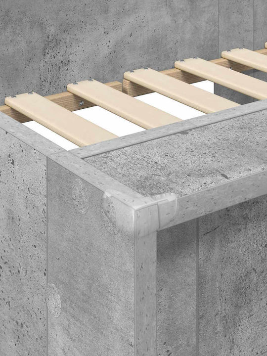 Pat Suprapus Single Gri pentru Saltea 75x190cm