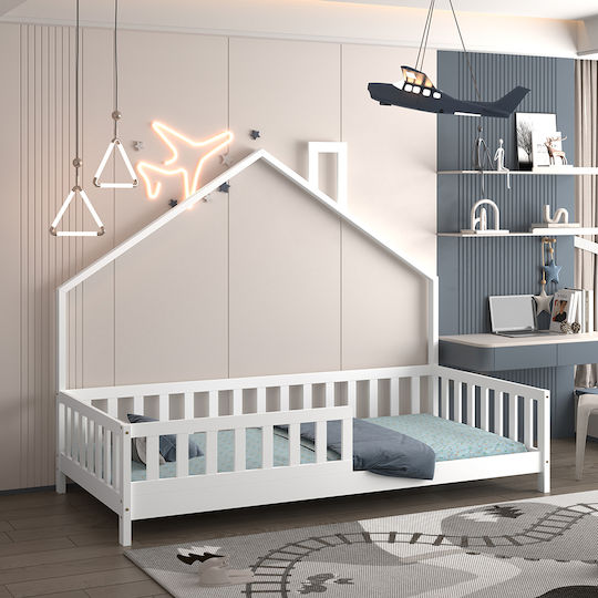 Kids Bed Montessori Classic Single White for Mattress 90x190cm