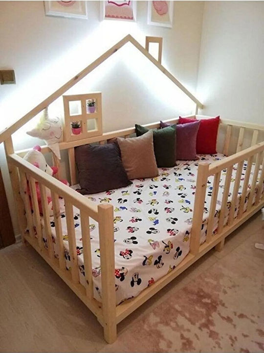 Stewehome Παιδικό Κρεβάτι Montessori Σκεπή Φυσικό Ξύλο Δρυς 120x200cm Stewehome Παιδικό Κρεβάτι Montessori Σκεπή Φυσικό Ξύλο Δρυς 120x200cm