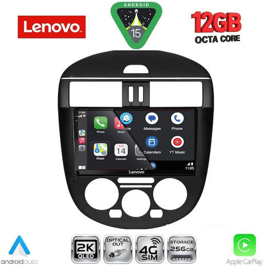 Lenovo Car Audio System for Nissan Tiida 2013-2023 with A/C (Bluetooth/USB/WiFi/GPS/Apple CarPlay/Android Auto) with 9" Touch Screen