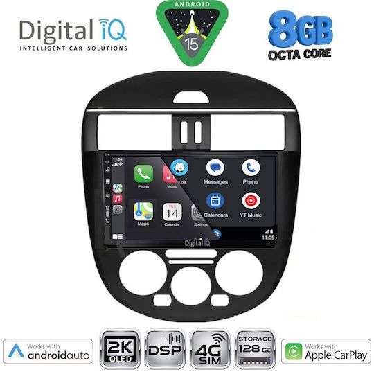 Digital IQ Car Audio System for Nissan Tiida 2013-2023 with A/C (Bluetooth/USB/AUX/WiFi/GPS/Apple CarPlay/Android Auto) with 9" Touch Screen