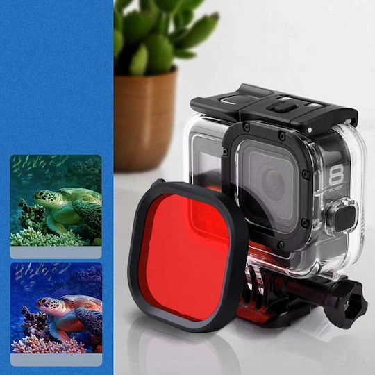 Филтър за Подводно Заснемане GoPro Hero 8 Черен Водоустойчив Корпус 46.5 X 46.5 мм Червен
