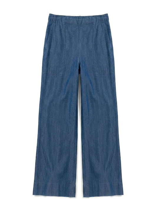 Women's High Rise Pantaloons with Rubber Band Blue