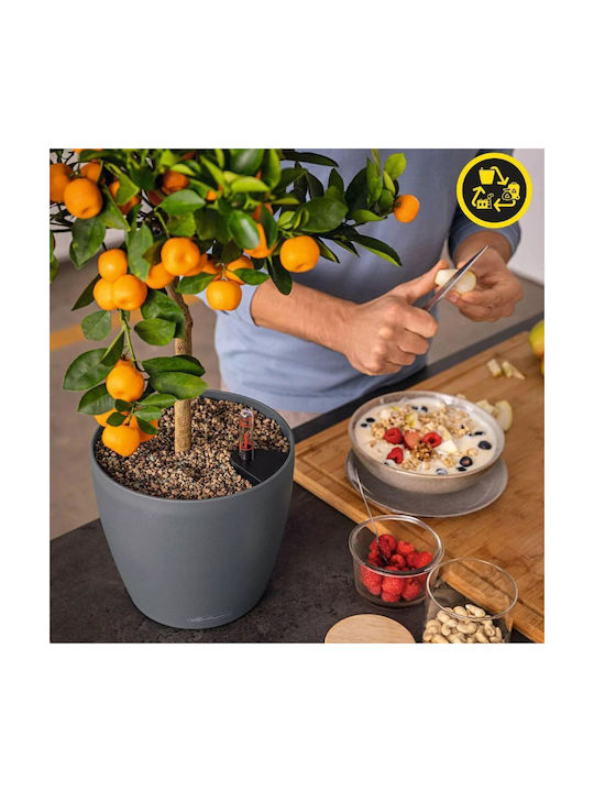 Lechuza Classico Eco Self-Watering Plastic Flower Pot Dark Gray 49x49x46cm