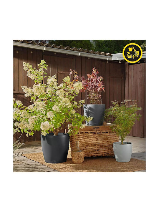 Lechuza Classico Eco Self-Watering Plastic Flower Pot Dark Gray 49x49x46cm