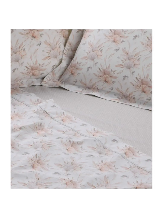 Das Home Σετ Παπλωματοθήκη Βαμβακερή 220x240cm Υπέρδιπλη με 2 Μαξιλαροθήκες Daily Cream