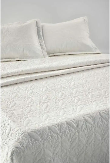 Kentia Aspara Set Double Cotton Coverlet White 230x250cm 3 Pieces