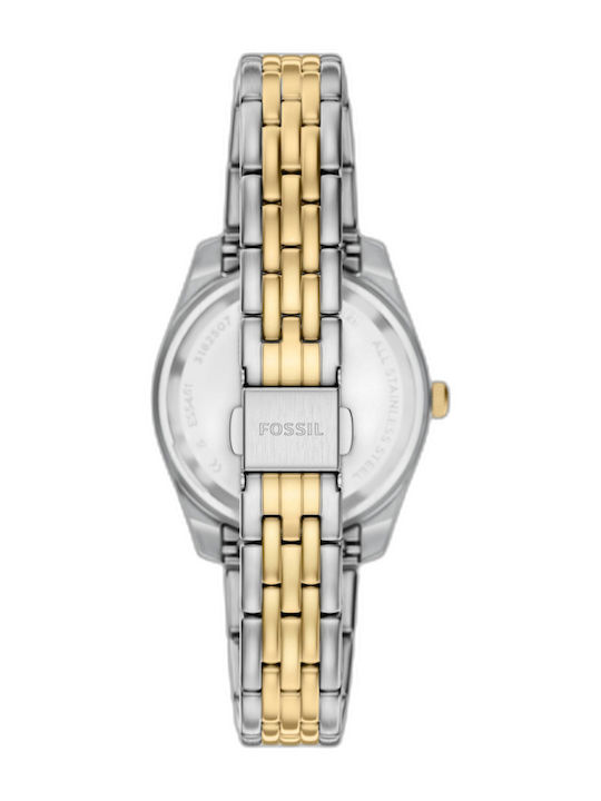 Fossil Scarlette Γυναικείο Ρολόι 33mm Μπαταρίας με Ασημί Μεταλλικό Μπρασελέ